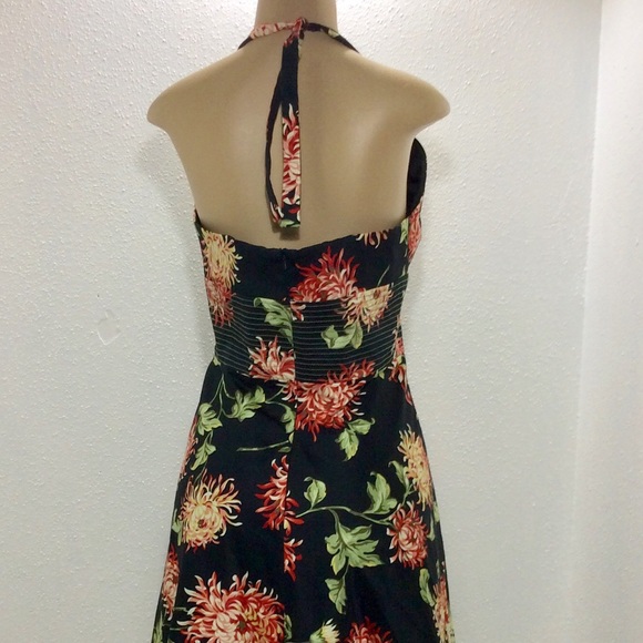 90's Turquoise Silk Print Halter Dress by Donna Ricco main image 0